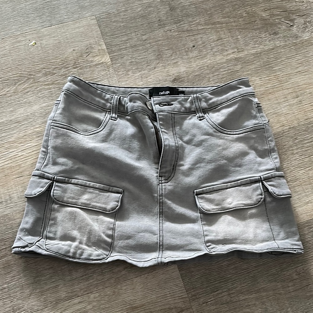 Refuge Gray Denim Skirt